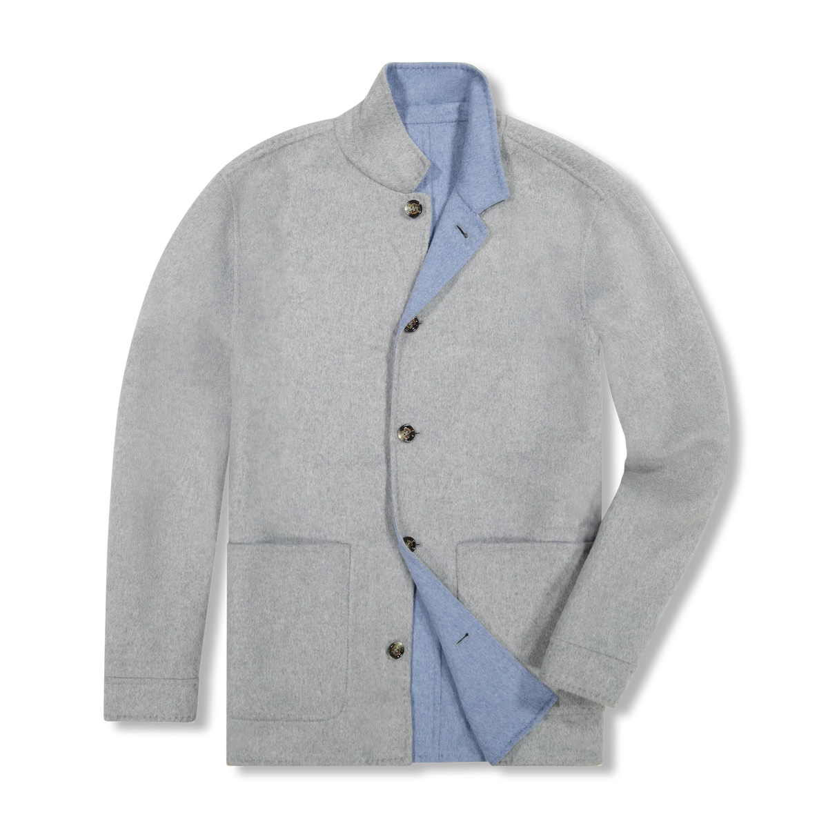 Gimo's Ultra-Soft Double Faced Wool Reversible Coat-Light Gray