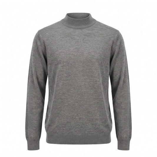 Ferrante Extra Fine Merino Wool Mock Sweater in Gray