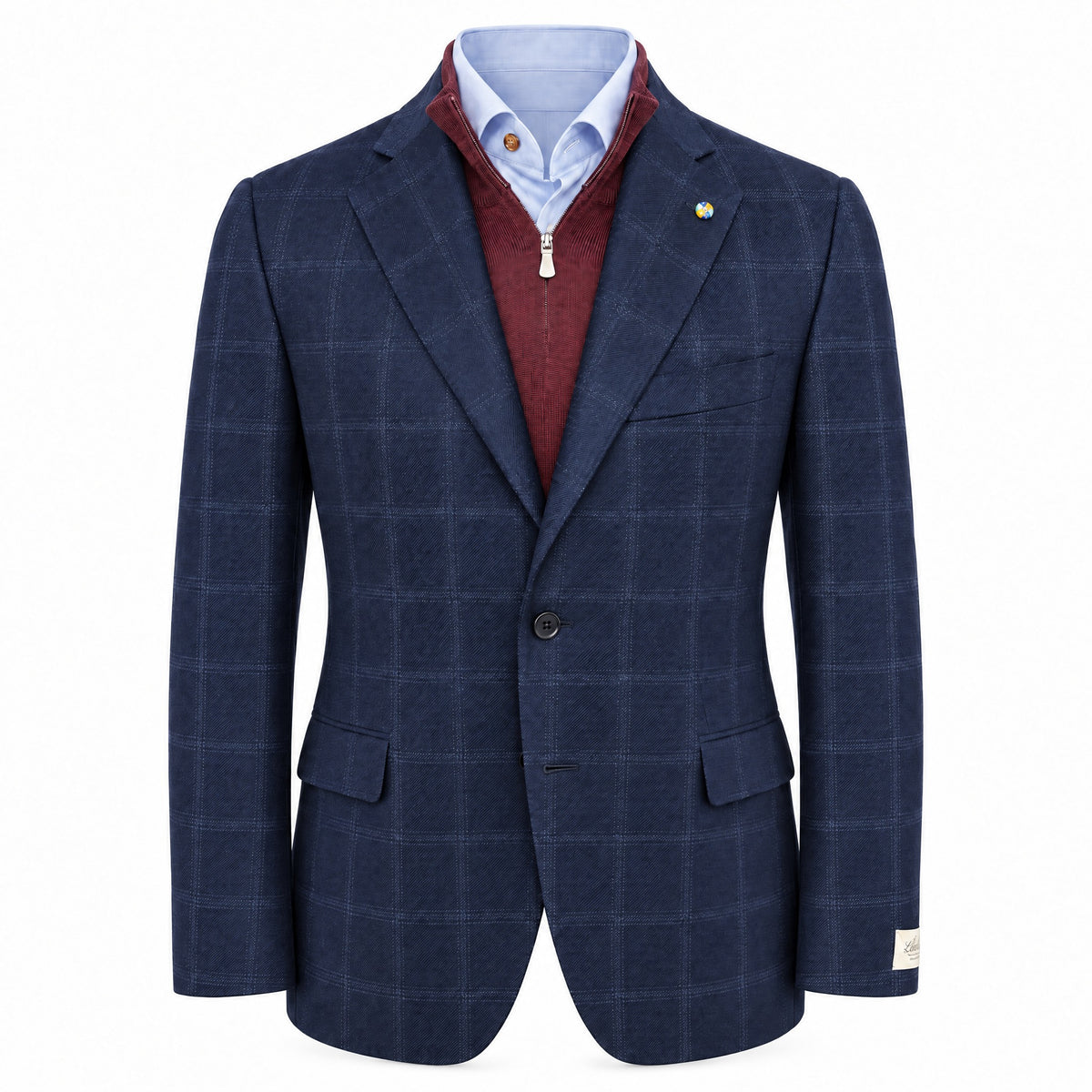 Belvest "Jacket in the Box" Wool & Cashmere Sport Coat in Navy Window Pane