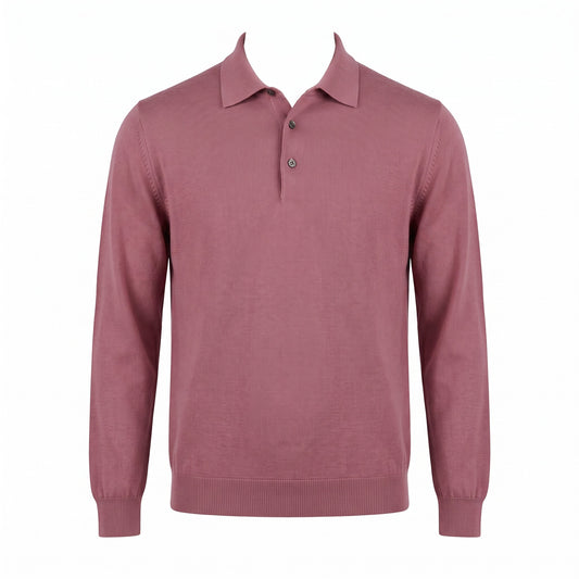 Gran Sasso Extra Fine Merino Wool Polo Sweater in Rose