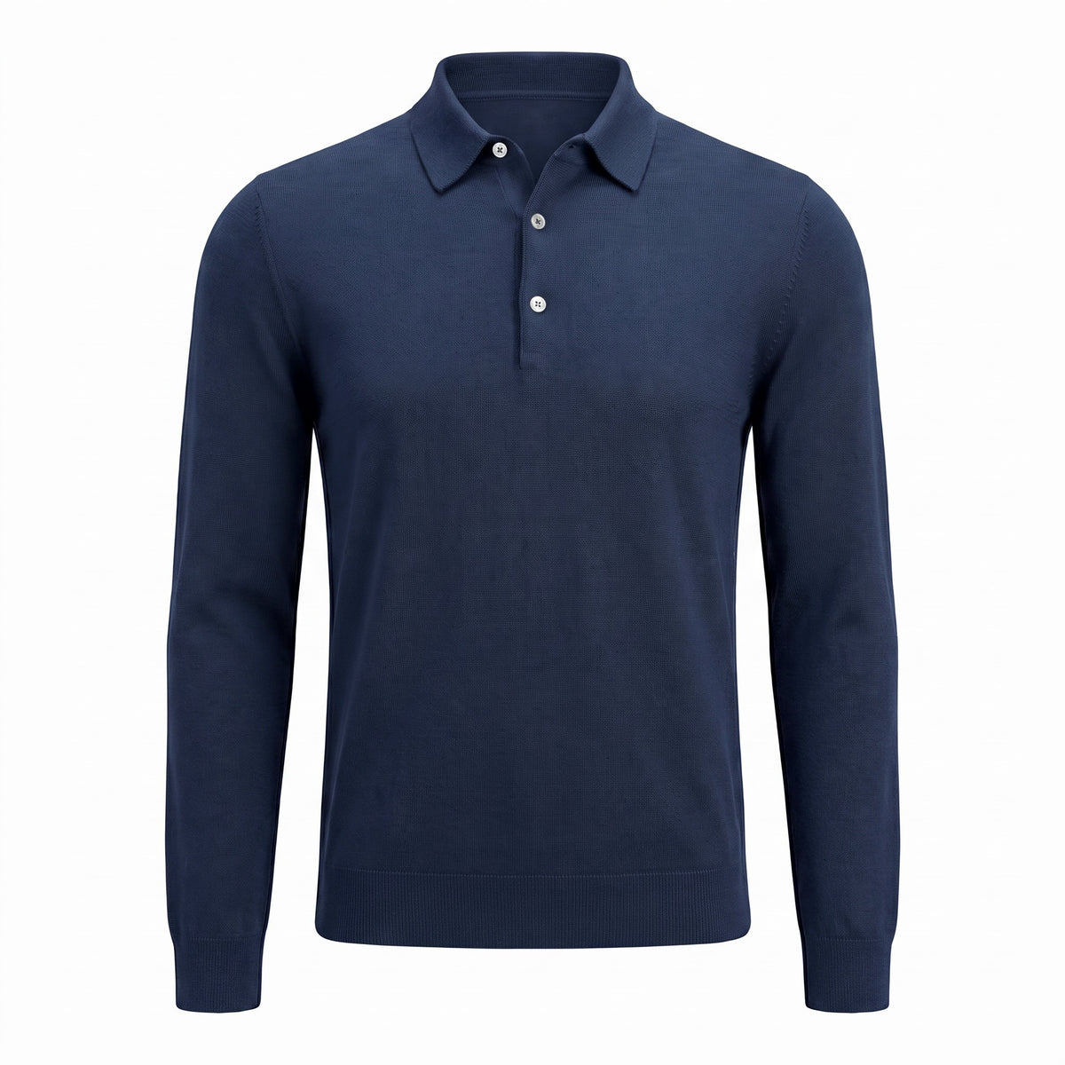 Gran Sasso Silk and Merino Wool Polo Sweater in Navy