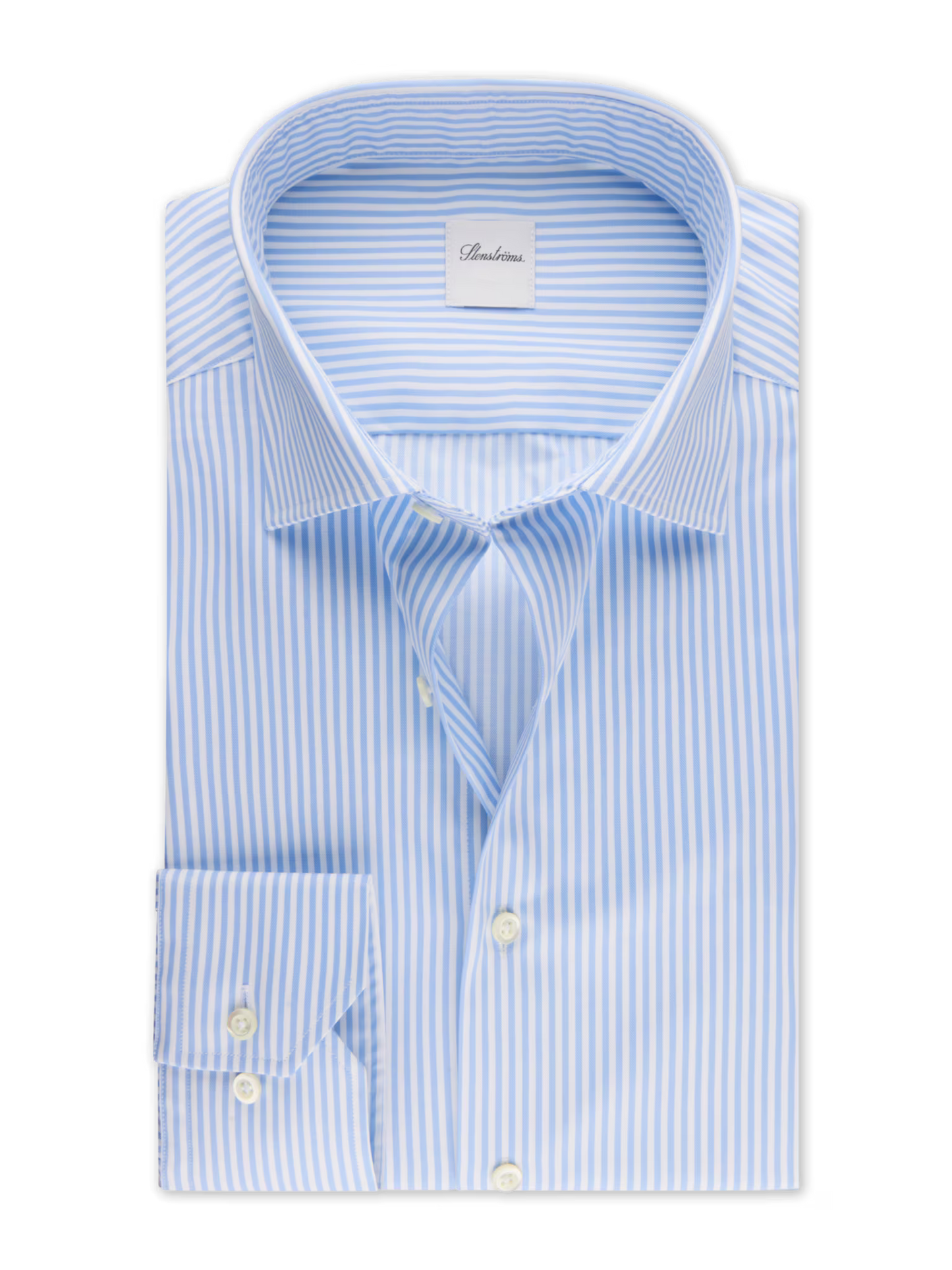 Stenströms Slim Light Blue Striped Twill Shirt