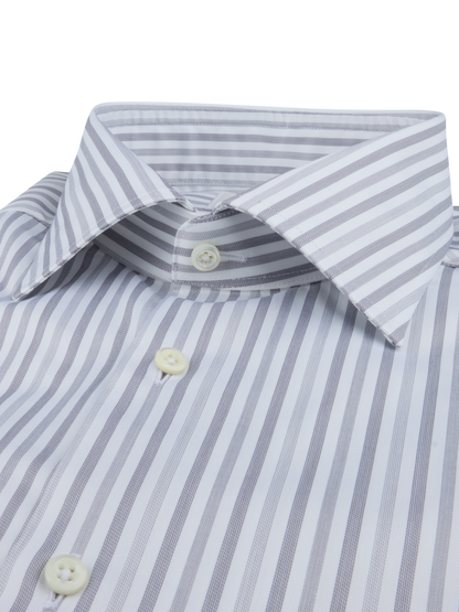 Stenströms Grey Striped Twill Shirt in Slim Fit