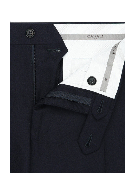 Canali Siena Classic Fit Super 130's Wool Dress Pants in Navy Blue