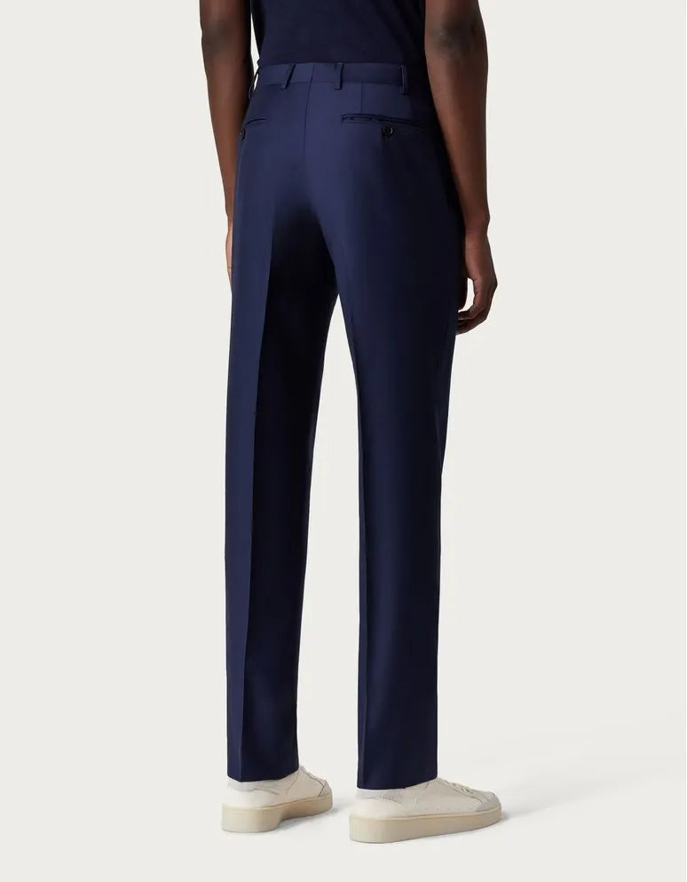 Canali Wool Flannel Dress Pants In Mediterranean Blue