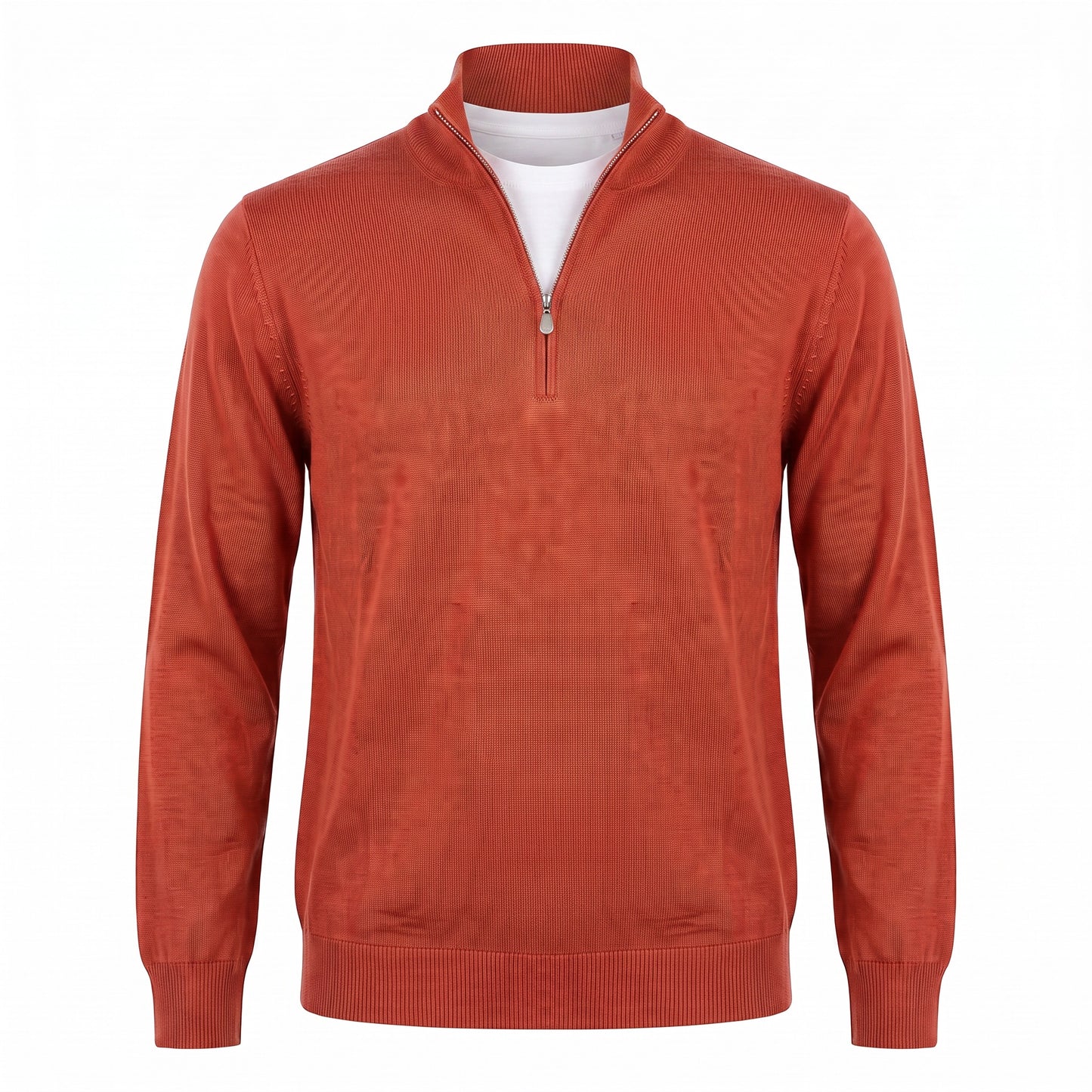 Gran Sasso Extra Fine Merino Wool Quarter-Zip Sweater in Brick
