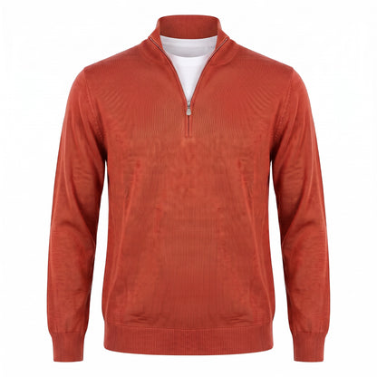 Gran Sasso Extra Fine Merino Wool Quarter-Zip Sweater in Brick