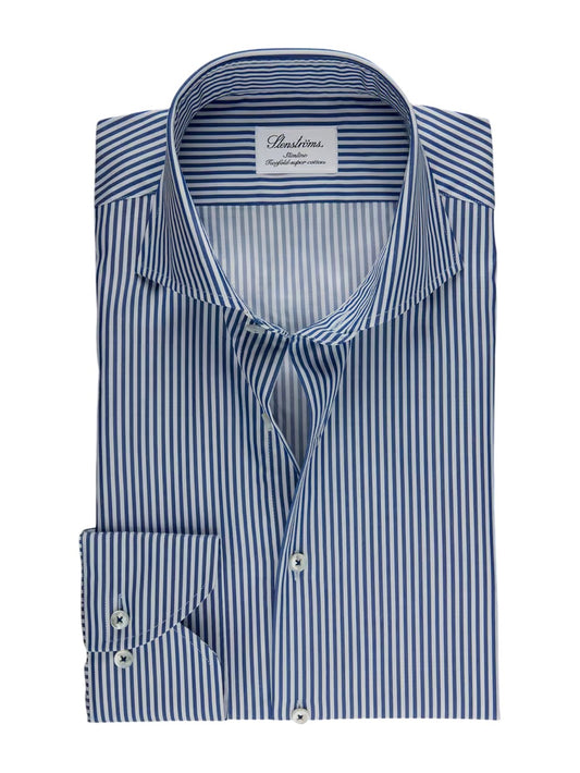 Stenströms Blue Striped Twill Shirt in Slim Fit.