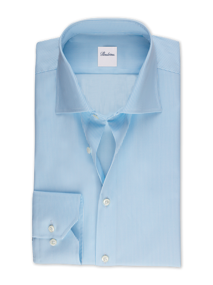 Stenströms Light Blue Striped Twill Shirt in Slim Fit