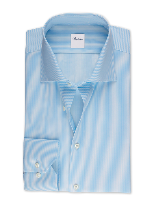 Stenströms Light Blue Striped Twill Shirt in Slim Fit