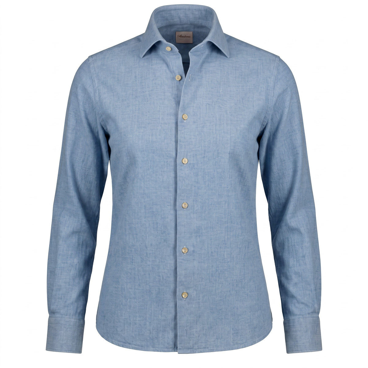 Stenströms Regular Fit Luxury Flannel Shirt in Light Blue