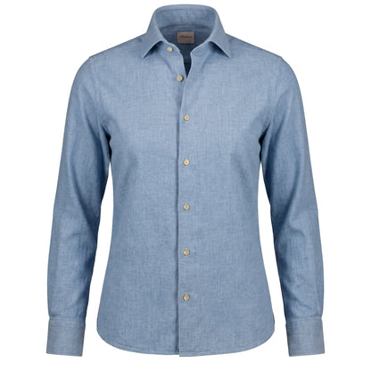 Stenströms Regular Fit Luxury Flannel Shirt in Light Blue