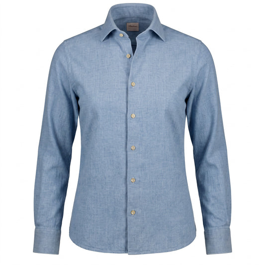 Stenströms Regular Fit Luxury Flannel Shirt in Light Blue
