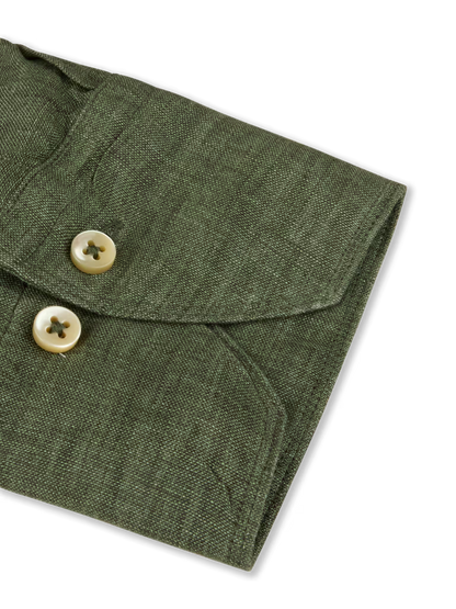 Stenströms Olive Linen Shirt in Slim Fit