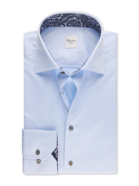 Stenströms Light Blue Contrast Twill Shirt in Slim Fit