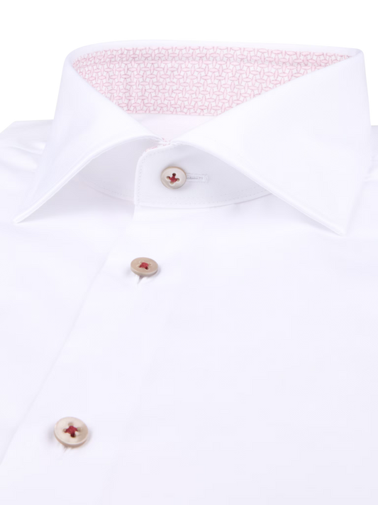 Stenströms Slim White Twill Shirt with Rose Gold Buttons