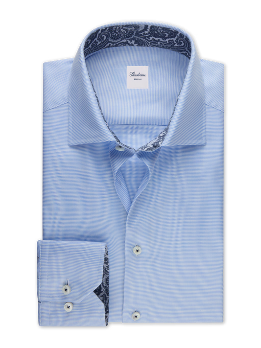 Stenströms Light Blue Contrast Twill Shirt in Slim Fit