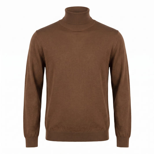 Ferrante Extra Fine Merino Wool Turtleneck Sweater in Mocha