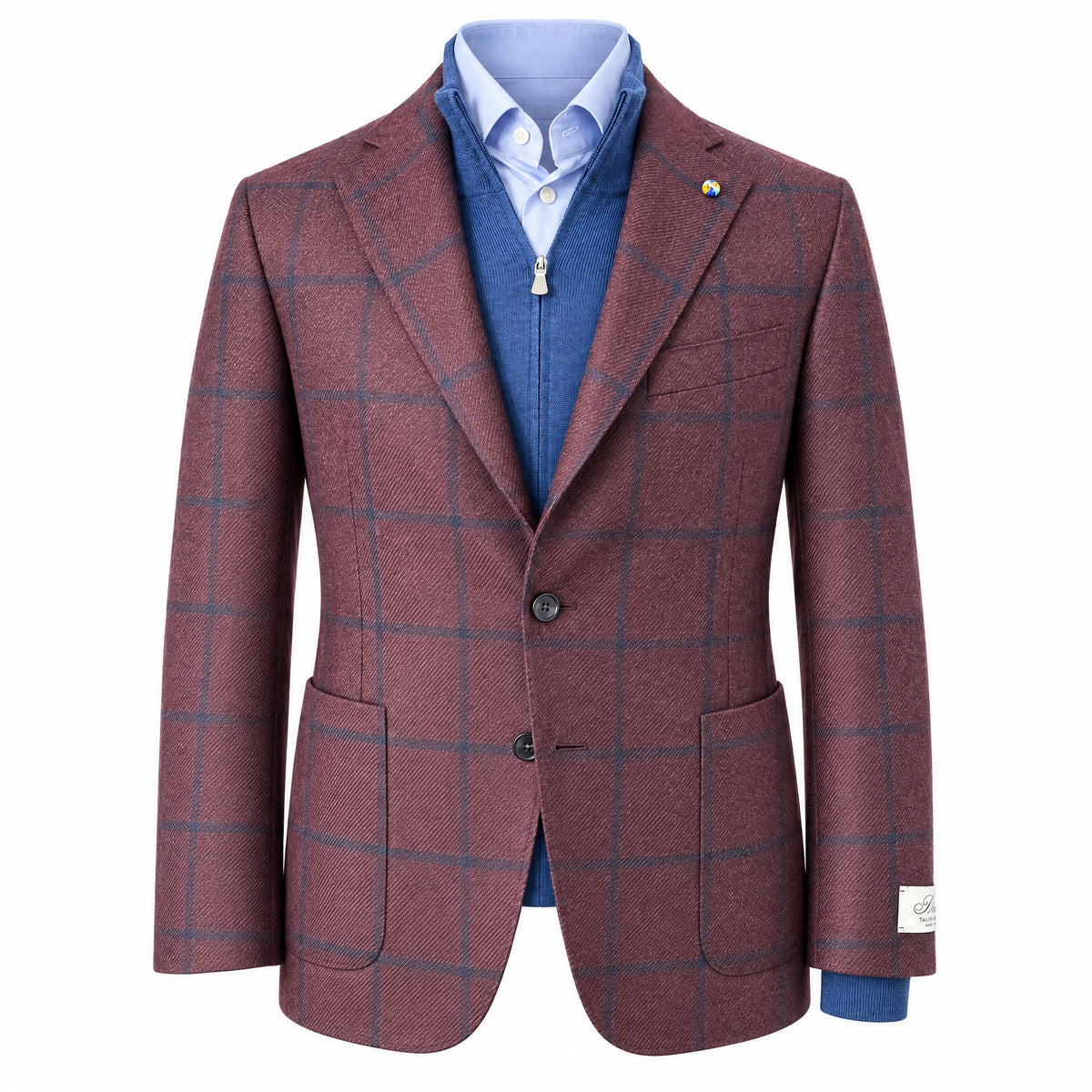 Belvest "Jacket in the Box" Wool & Silk Sport Coat in Maroon Window Pane
