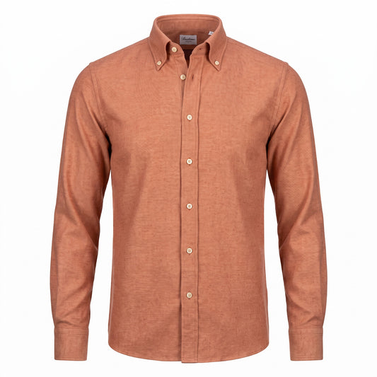 Stenströms Regular Fit Luxury Flannel Shirt in Burnt Orange