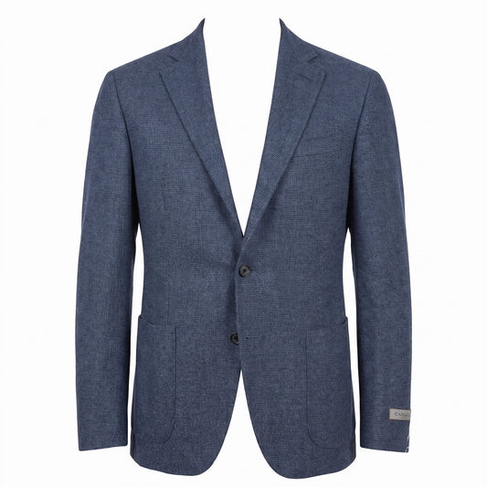 Canali Kei Model Wool Sport Coat in Heathered Blue