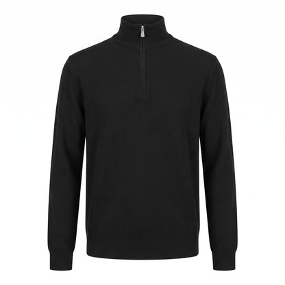 Gran Sasso 100% Cashmere Quarter-Zip Sweater in Black