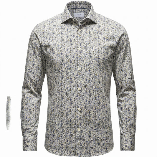 Eton Floral Jersey Stretch Shirt in Slim Fit