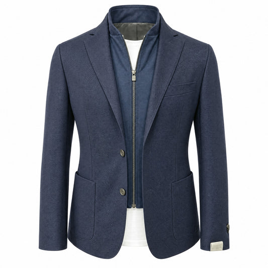 Corneliani ID Wool Jacket with Detachable Bib in Navy