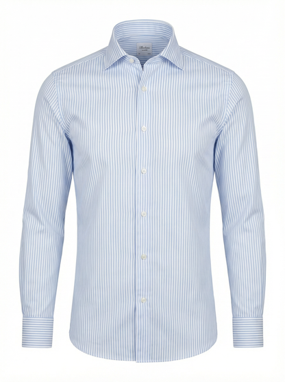 Stenströms Slim Light Blue Striped Twill Shirt