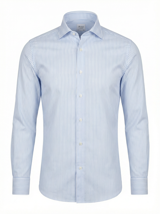 Stenströms Slim Light Blue Striped Twill Shirt