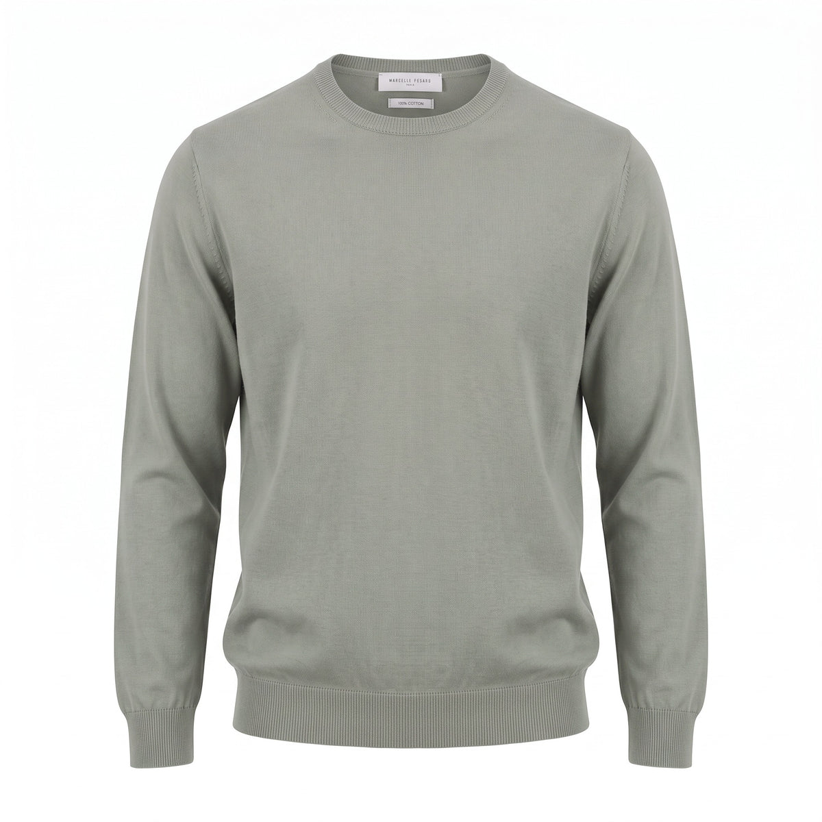 DANIELE FIESOLI Cotton Crew Neck Sweater in Stone Grey