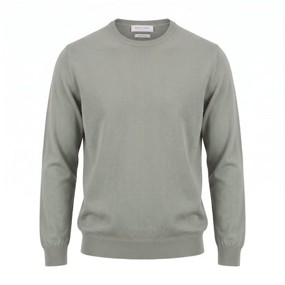 DANIELE FIESOLI Cotton Crew Neck Sweater in Stone Grey