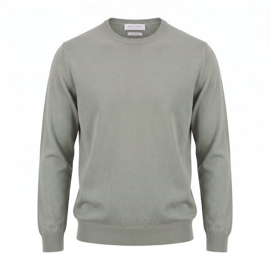 DANIELE FIESOLI Cotton Crew Neck Sweater in Stone Grey