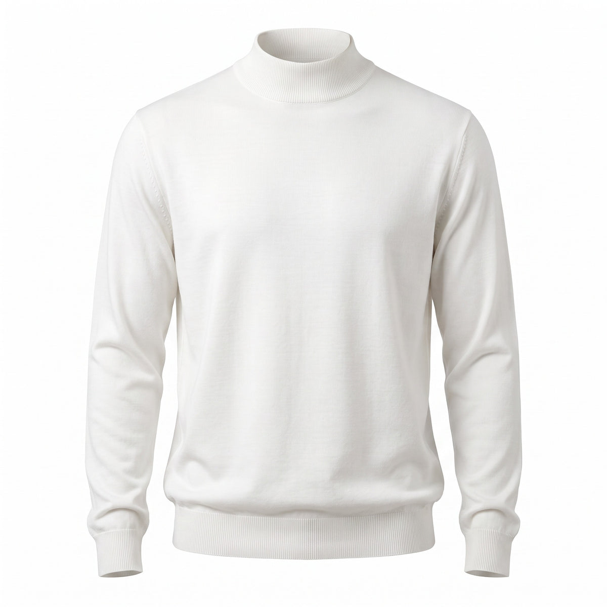 Ferrante Extra Fine Merino Wool Mock Sweater in Eggshell