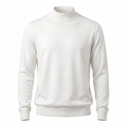 Ferrante Extra Fine Merino Wool Mock Sweater in Eggshell