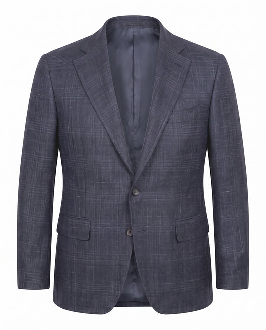 Canali Kei Model Wool Silk and Linen Sport Coat in Navy