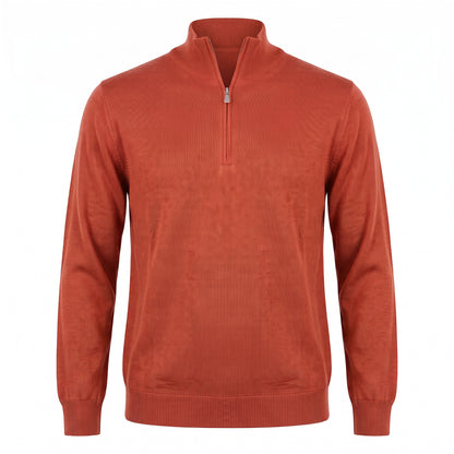 Gran Sasso Extra Fine Merino Wool Quarter-Zip Sweater in Brick