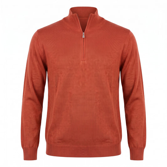 Gran Sasso Extra Fine Merino Wool Quarter-Zip Sweater in Brick