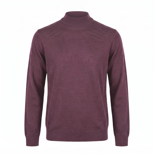 Ferrante Extra Fine Merino Wool Mock Sweater in Wine
