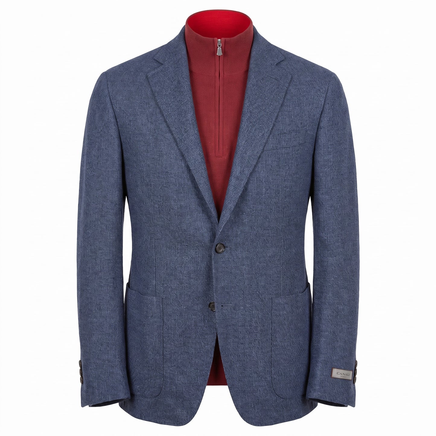 Canali Kei Model Wool Sport Coat in Heathered Blue