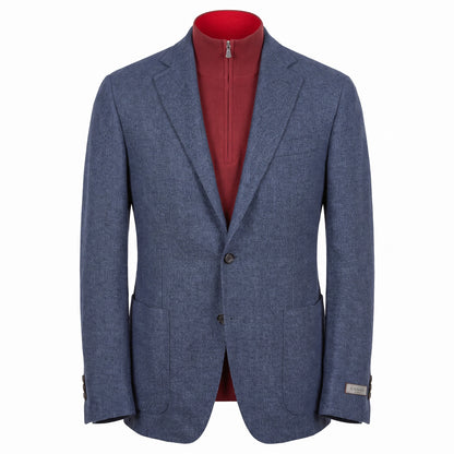 Canali Kei Model Wool Sport Coat in Heathered Blue