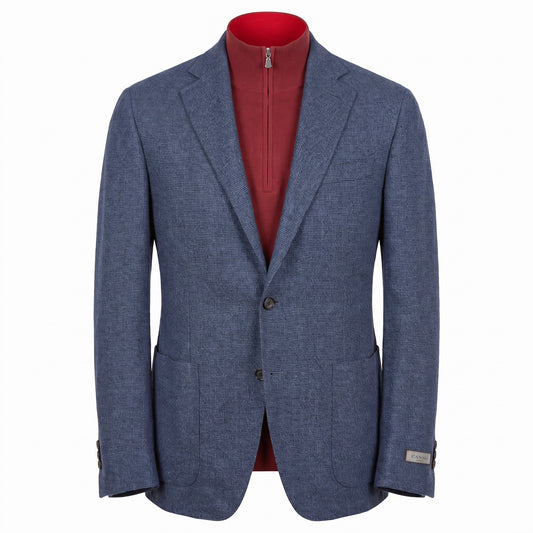 Canali Kei Model Wool Sport Coat in Heathered Blue