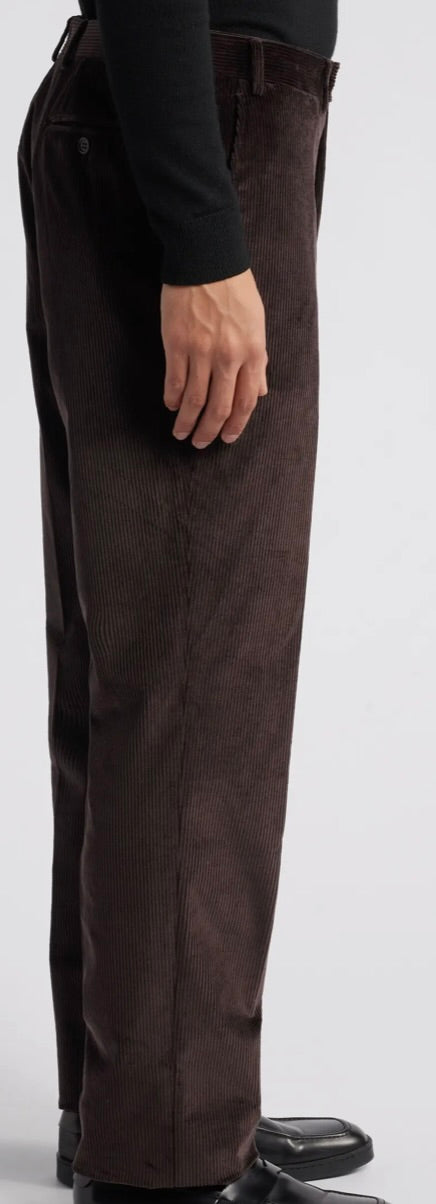 Canali Corduroy Stretch Cotton Pants in Chocolate