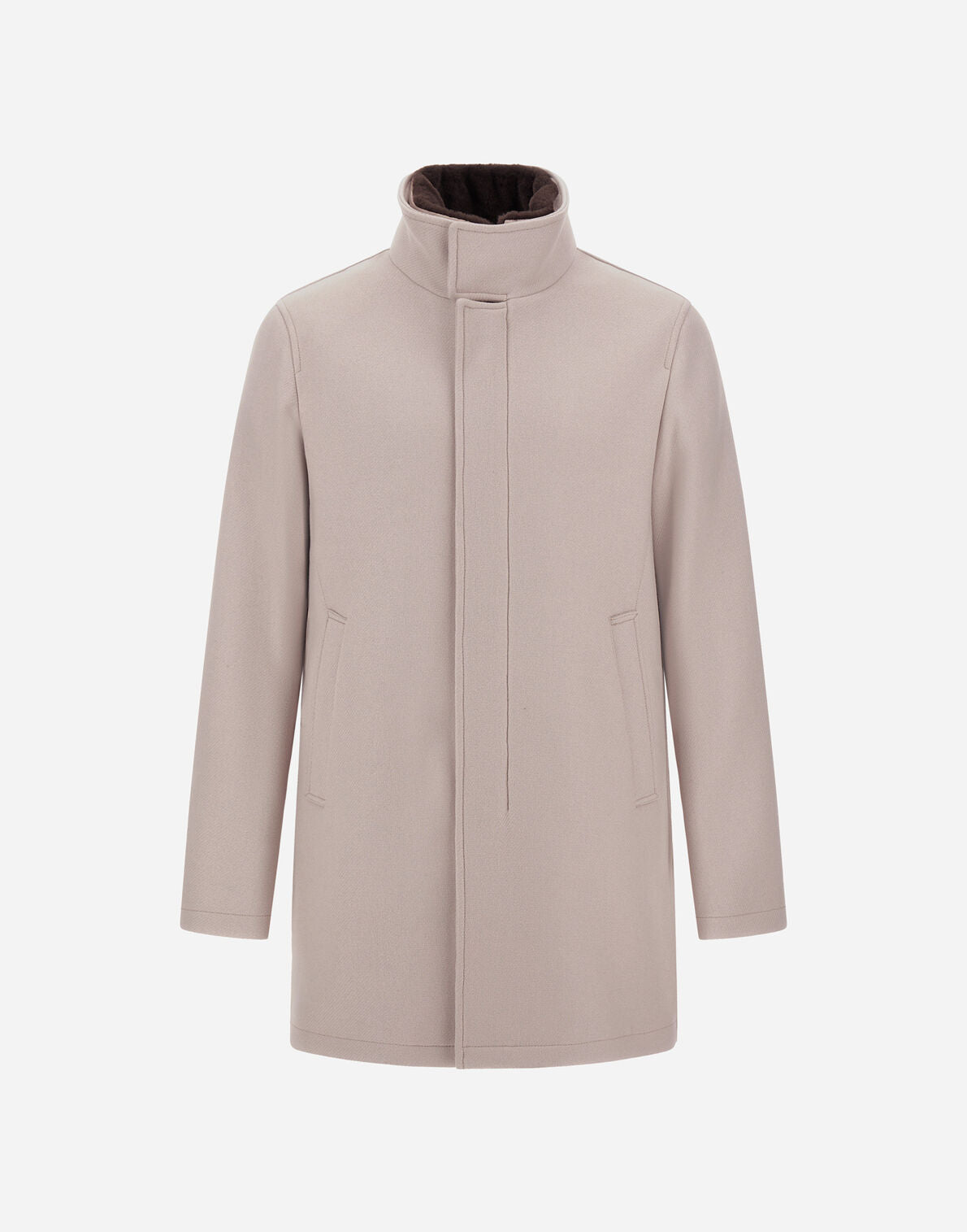 Herno Eco Wool Coat with Detachable Faux Fur Collar-Chantilly
