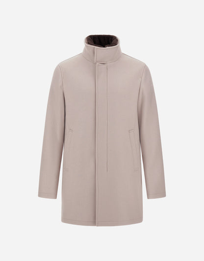 Herno Eco Wool Coat with Detachable Faux Fur Collar-Chantilly