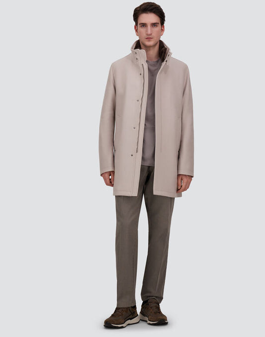 Herno Eco Wool Coat with Detachable Faux Fur Collar-Chantilly