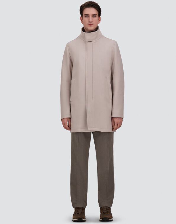 Herno Eco Wool Coat with Detachable Faux Fur Collar-Chantilly