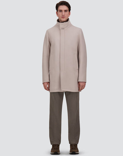 Herno Eco Wool Coat with Detachable Faux Fur Collar-Chantilly
