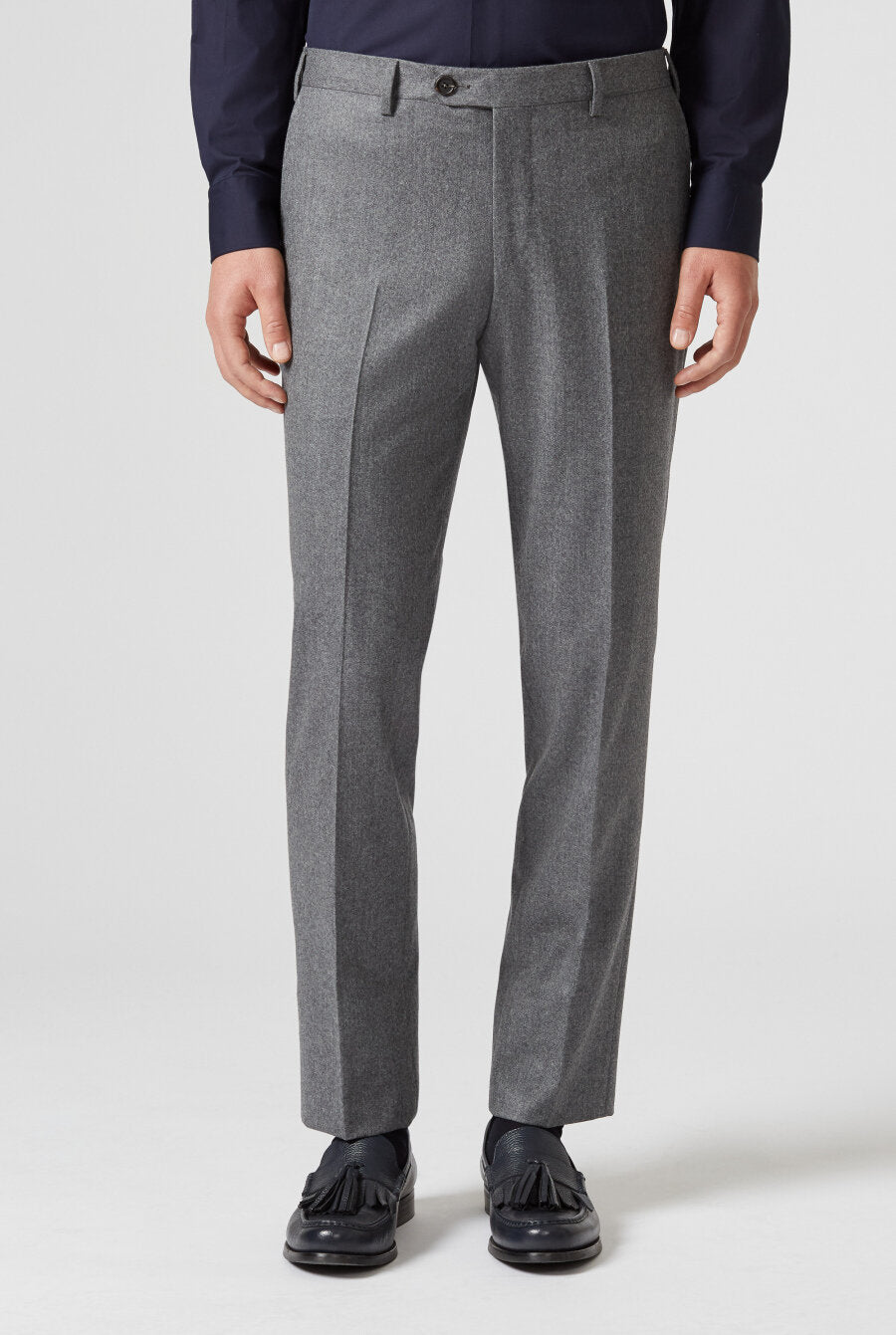 Canali Wool Flannel Dress Pants In Light Gray