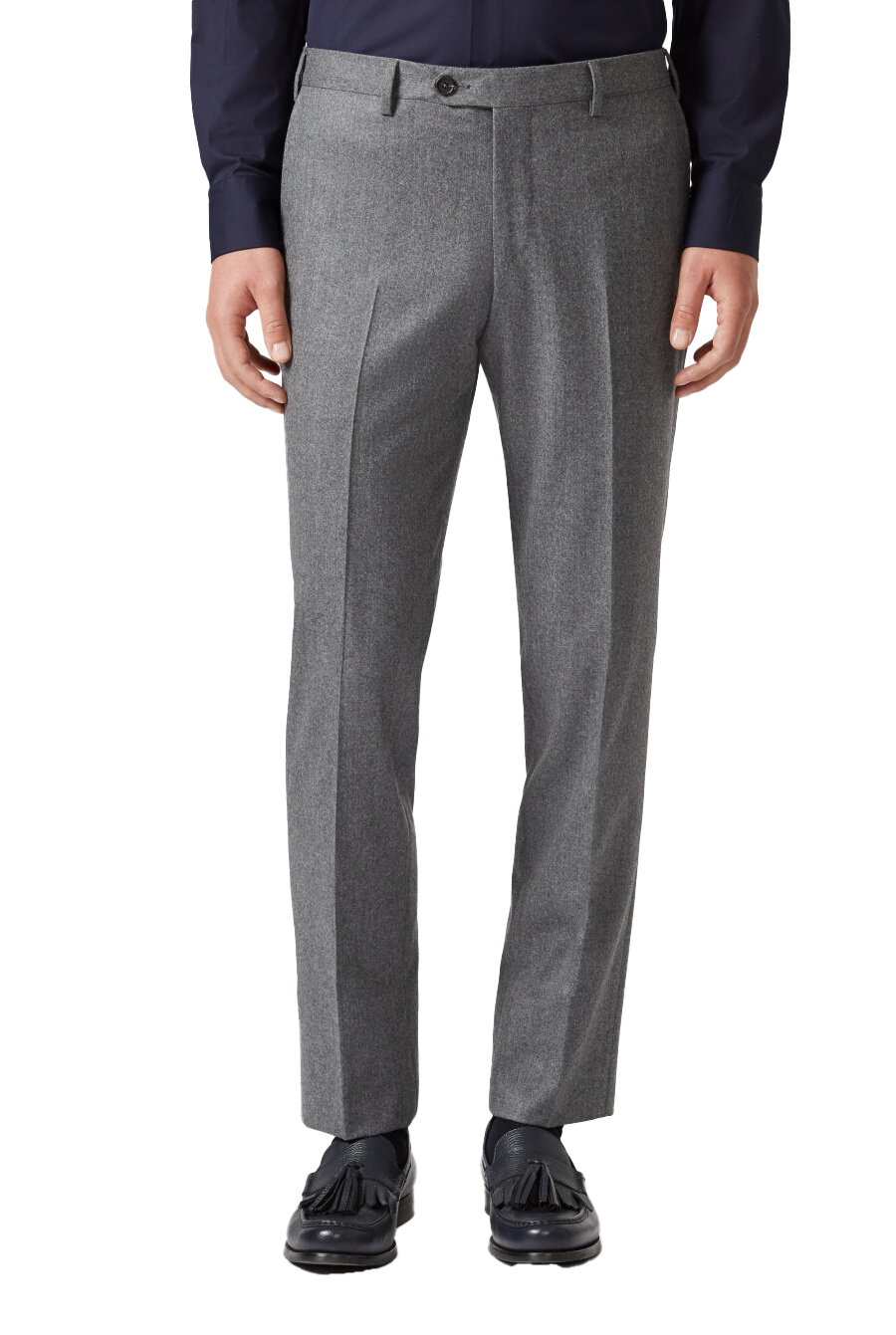 Canali Wool Flannel Dress Pants In Light Gray